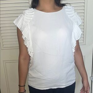 Maje White Ruffle Blouse